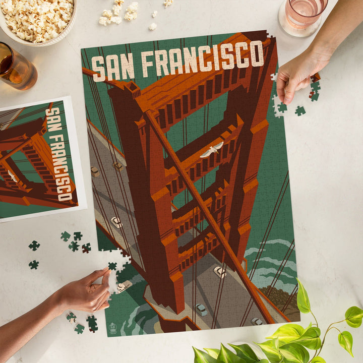 San Francisco, California, Golden Gate Bridge Aerial, Jigsaw Puzzle Puzzle Lantern Press 