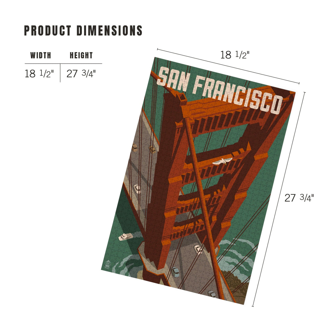 San Francisco, California, Golden Gate Bridge Aerial, Jigsaw Puzzle Puzzle Lantern Press 