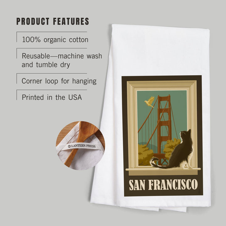 San Francisco, California, Golden Gate Bridge and Cat Window, Jigsaw Puzzle Kitchen Lantern Press 