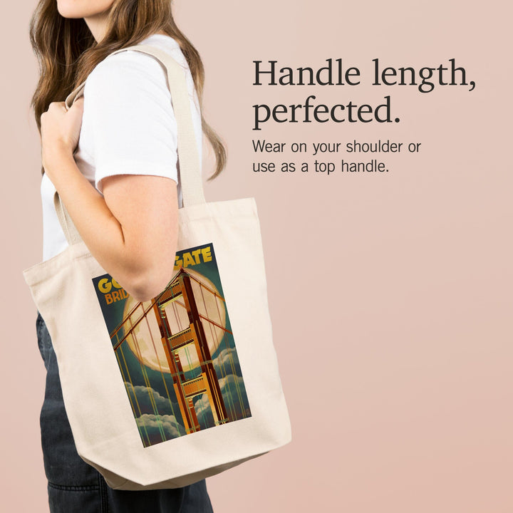 San Francisco, California, Golden Gate Bridge and Moon, Tote Bag Totes Lantern Press 