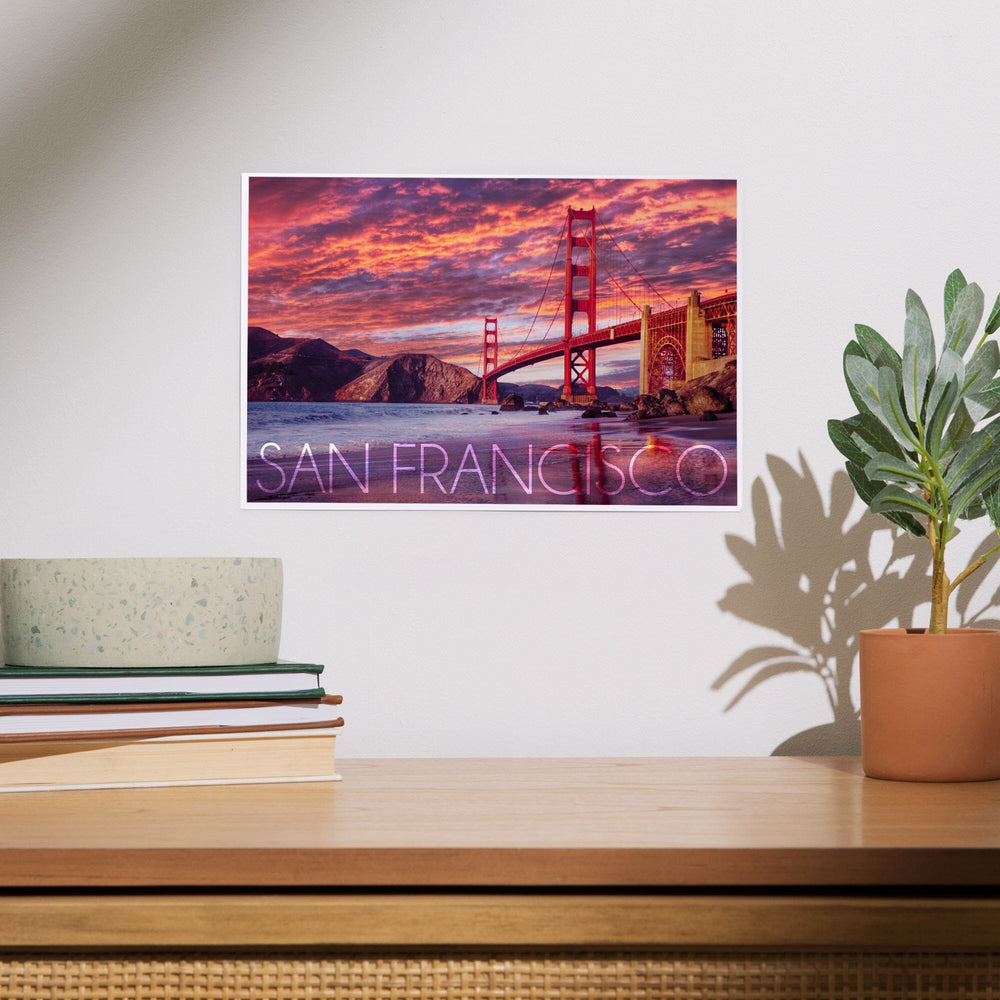San Francisco, California, Golden Gate Bridge and Sunset, Art & Giclee Prints Art Lantern Press 