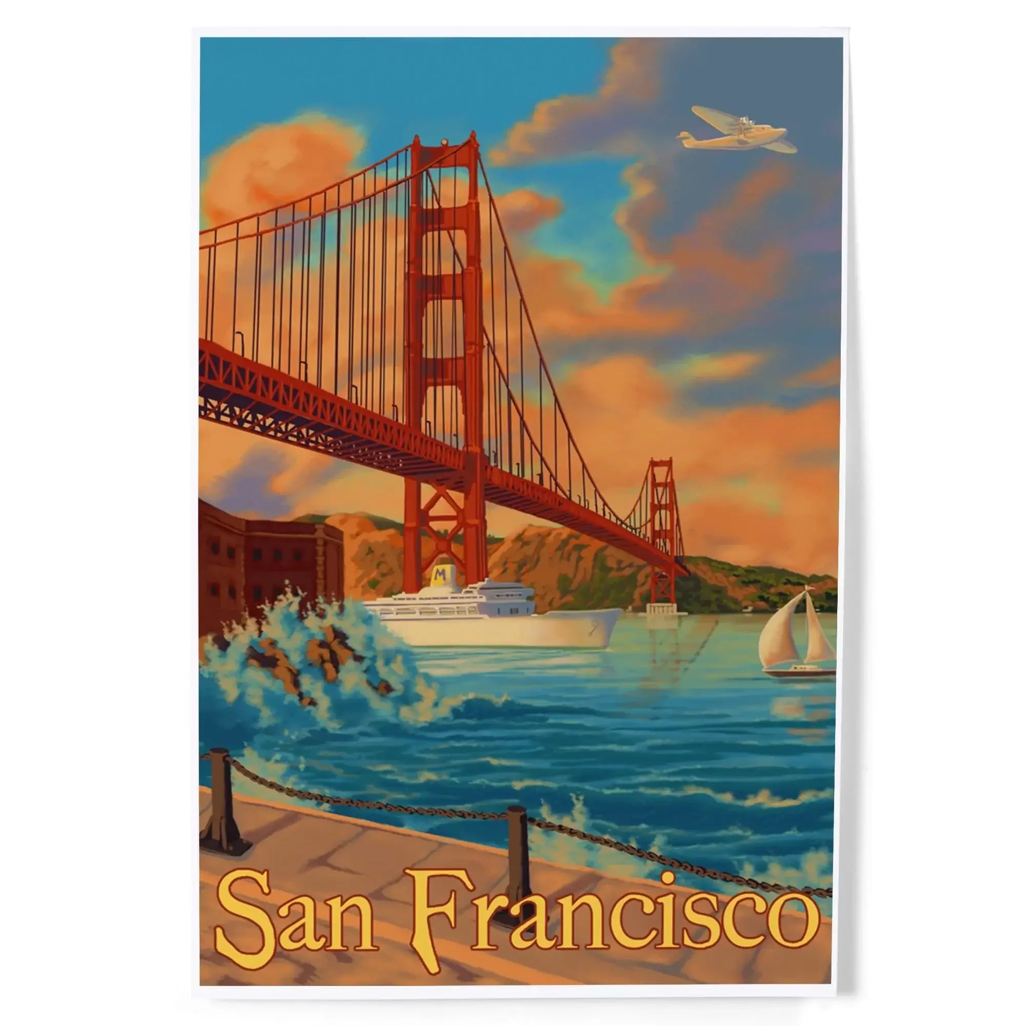 San Francisco, California, Golden Gate Bridge art prints, metal