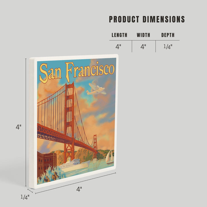 San Francisco, California, Golden Gate Bridge, Coasters Coasters Lantern Press 