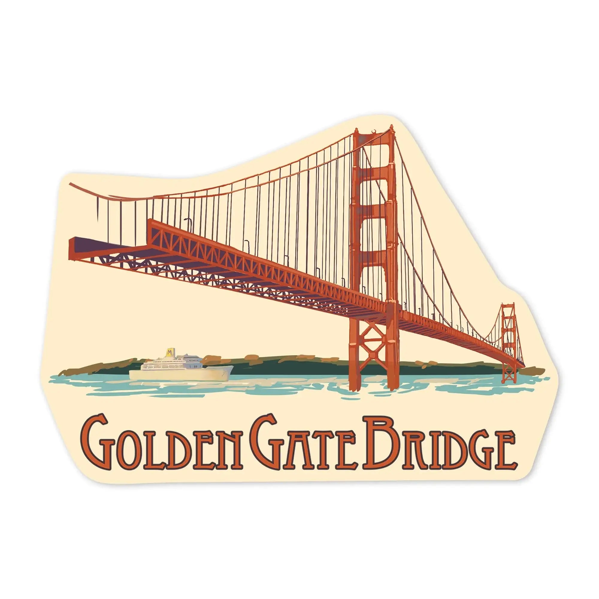 San Francisco, California, Golden Gate Bridge, Contour, Lantern Press
