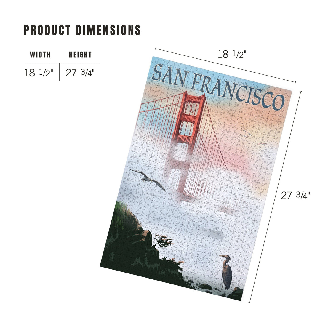 San Francisco, California, Golden Gate Bridge in Fog, Jigsaw Puzzle Puzzle Lantern Press 