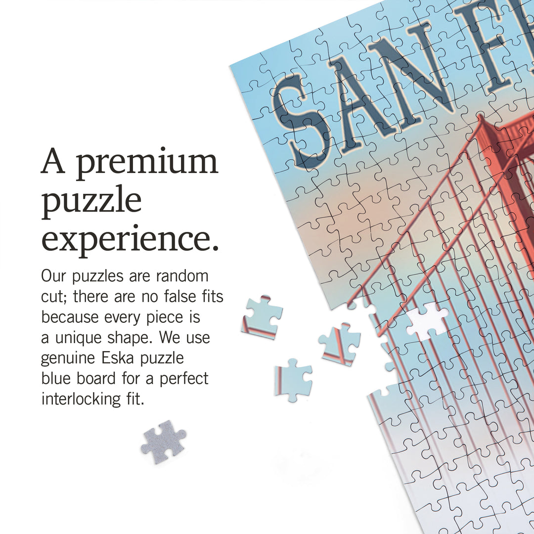 San Francisco, California, Golden Gate Bridge in Fog, Jigsaw Puzzle Puzzle Lantern Press 