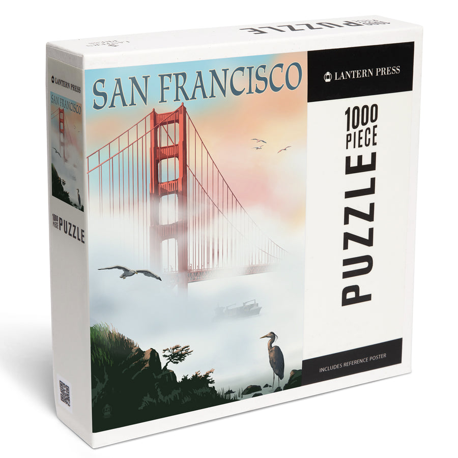 San Francisco, California, Golden Gate Bridge in Fog, Jigsaw Puzzle Puzzle Lantern Press 