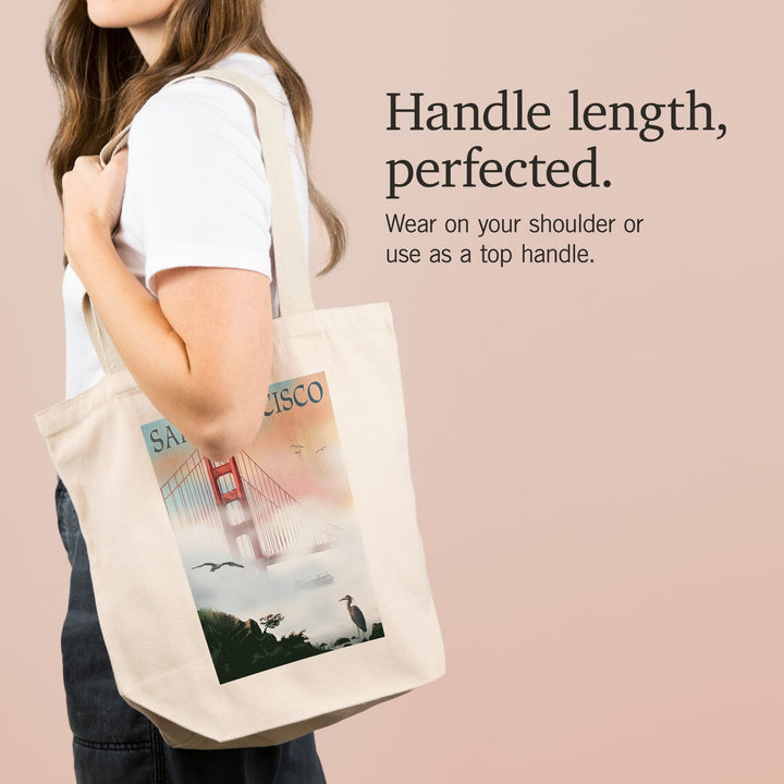 San Francisco, California, Golden Gate Bridge in Fog, Tote Bag Totes Lantern Press 