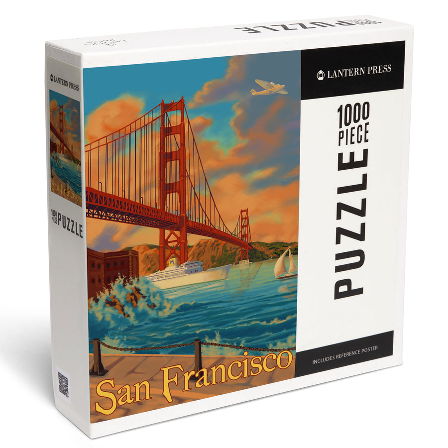 San Francisco, California, Golden Gate Bridge, Jigsaw Puzzle Puzzle Lantern Press 