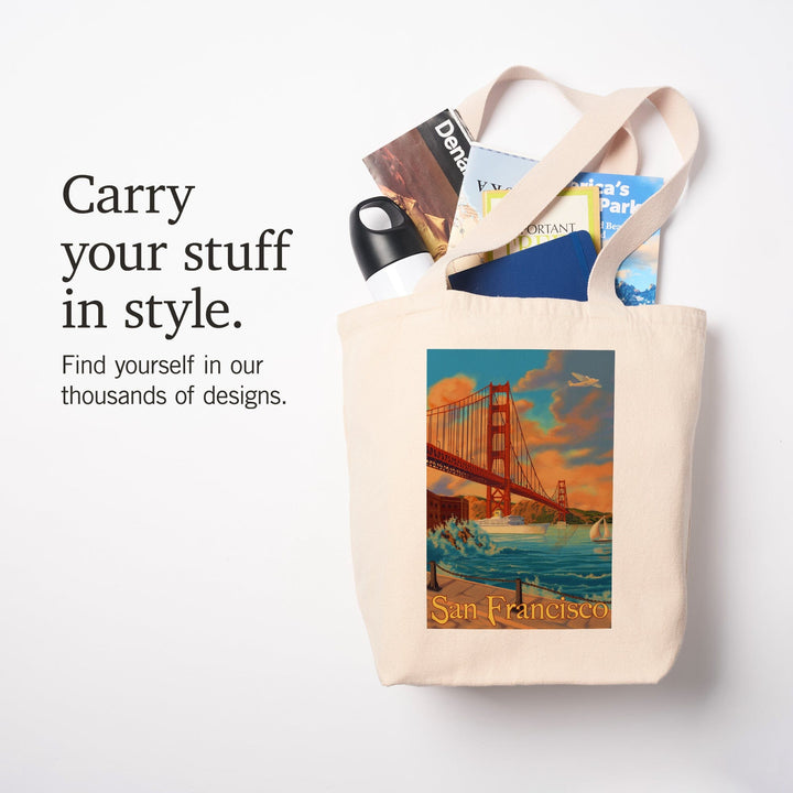 San Francisco, California, Golden Gate Bridge, Tote Bag Totes Lantern Press 