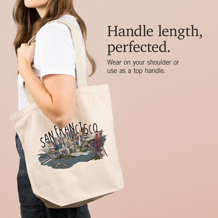 San Francisco, California, Line Drawing,, Tote Bag Totes Lantern Press 