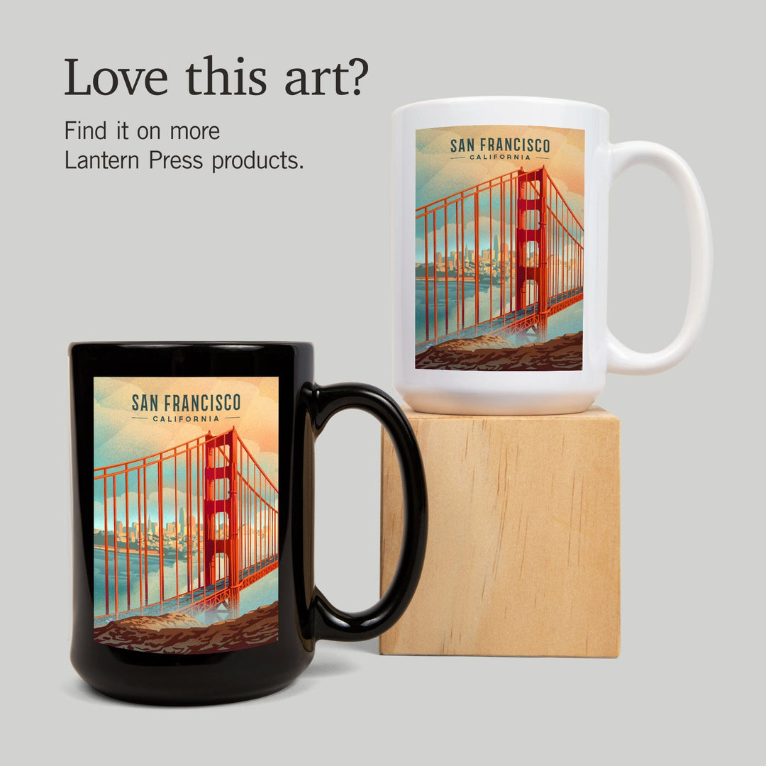 San Francisco, California, Lithograph, City Series, Ceramic Mug Mugs Lantern Press 
