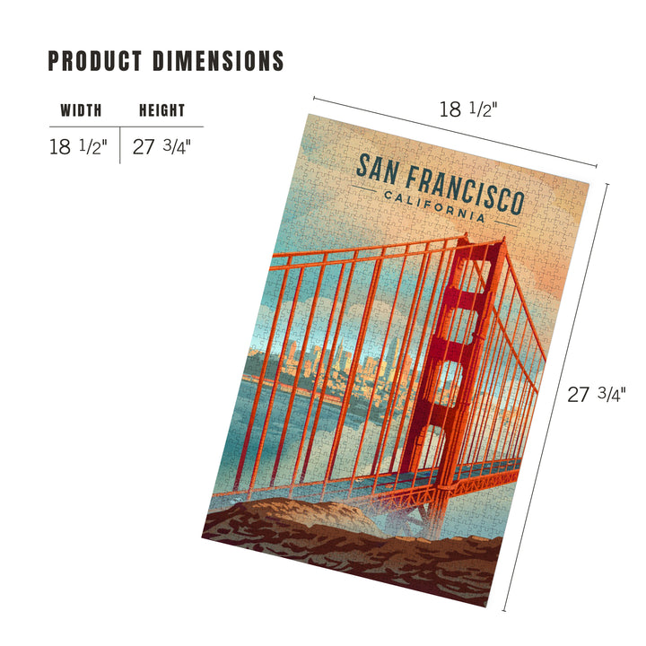 San Francisco, California, Lithograph, City Series, Jigsaw Puzzle Puzzle Lantern Press 