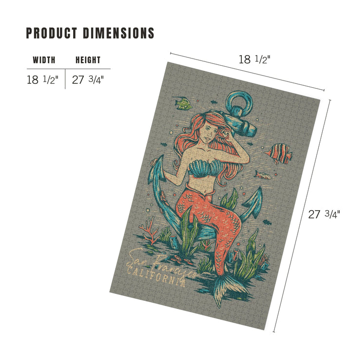 San Francisco, California, Mermaid and Anchor, Ocean Floor Scene, Jigsaw Puzzle Puzzle Lantern Press 