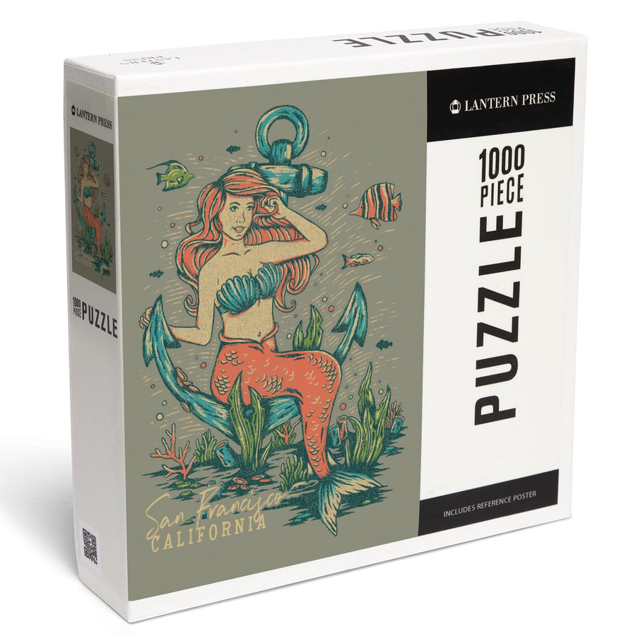 San Francisco, California, Mermaid and Anchor, Ocean Floor Scene, Jigsaw Puzzle Puzzle Lantern Press 
