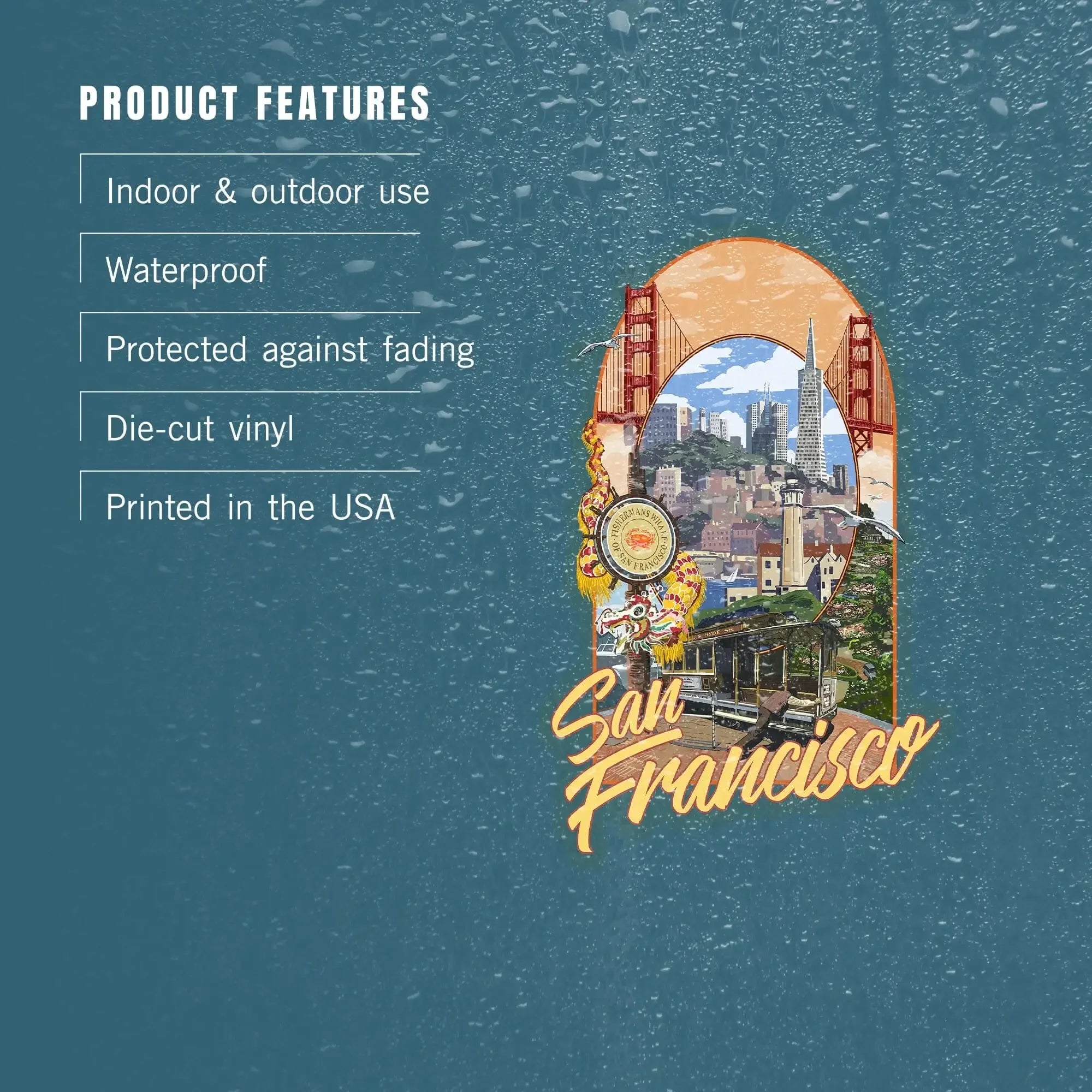 San Francisco, California, Montage, Contour, Lantern Press Artwork, Vi