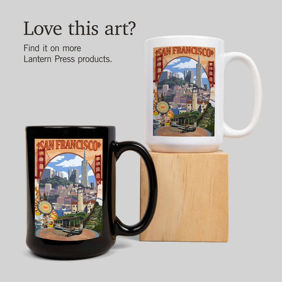San Francisco, California, Montage Scenes, Ceramic Mug Mugs Lantern Press 