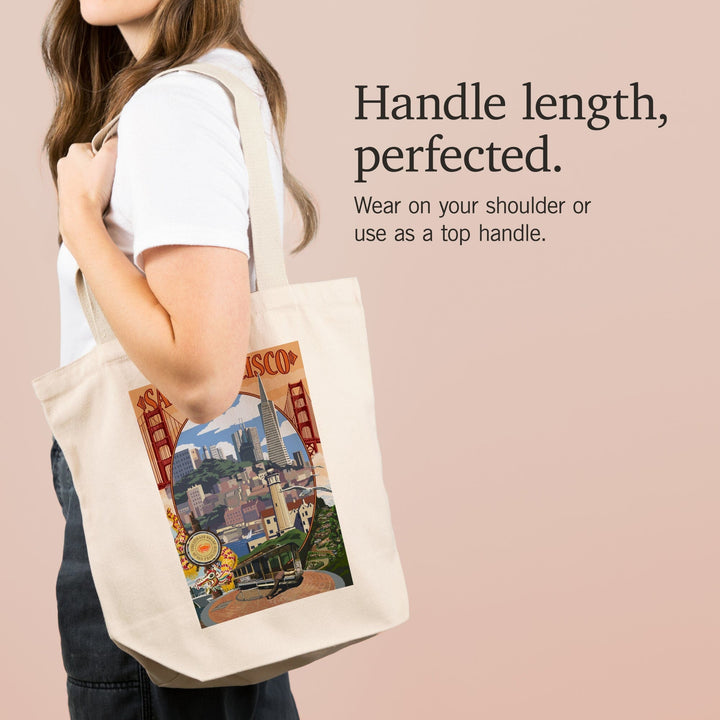 San Francisco, California, Montage Scenes, Tote Bag Totes Lantern Press 