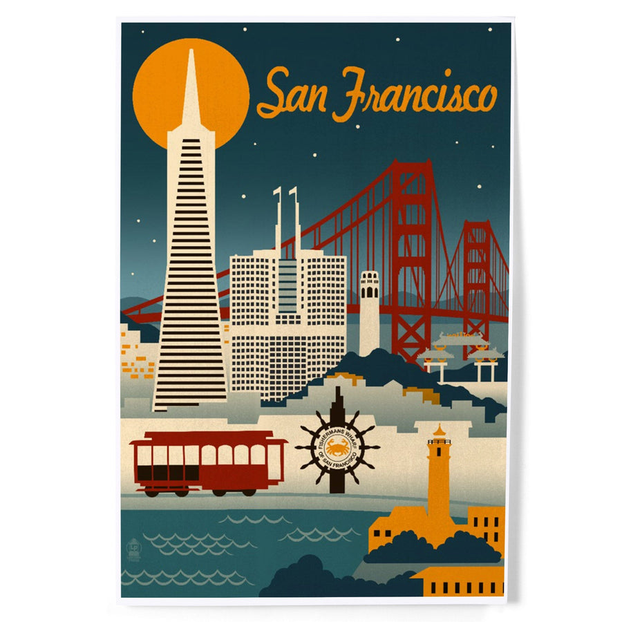 San Francisco, California, Retro Skyline, Art & Giclee Prints Art Lantern Press 