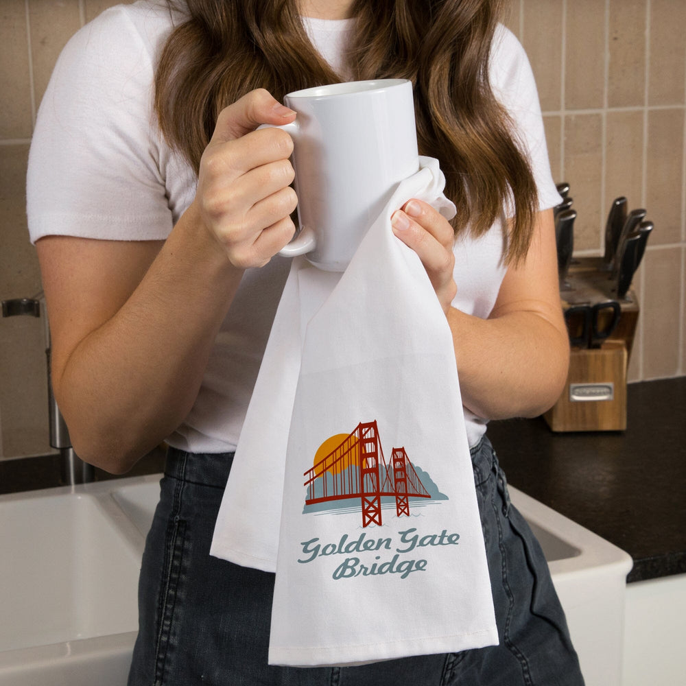 San Francisco, California, Retro Skyline, Golden Gate Bridge, Contour, Jigsaw Puzzle Kitchen Lantern Press 