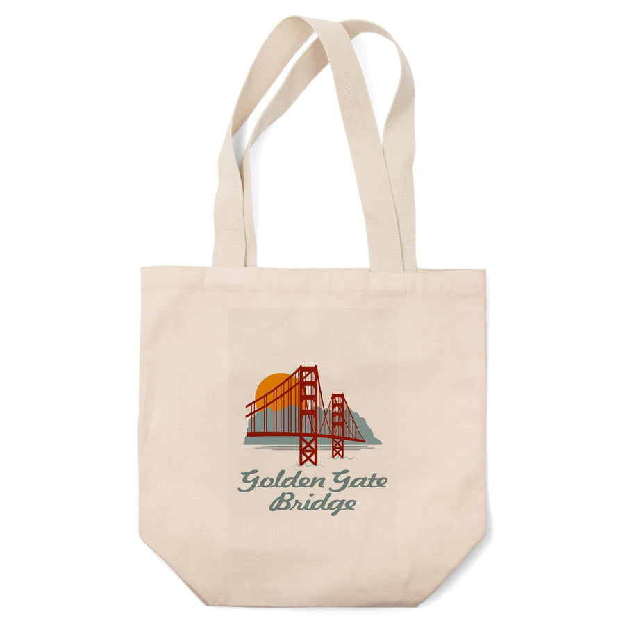 San Francisco, California, Retro Skyline, Golden Gate Bridge, Contour, Lantern Press Artwork, Tote Bag Totes Lantern Press 