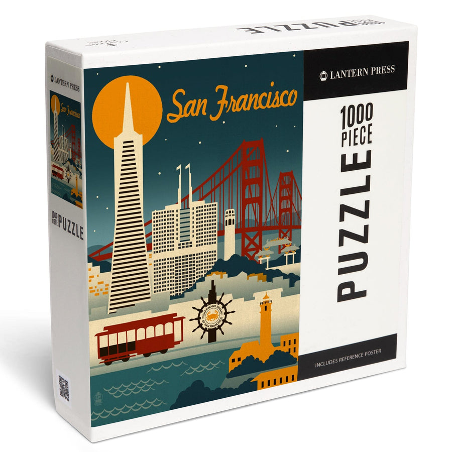 San Francisco, California, Retro Skyline, Jigsaw Puzzle Puzzle Lantern Press 
