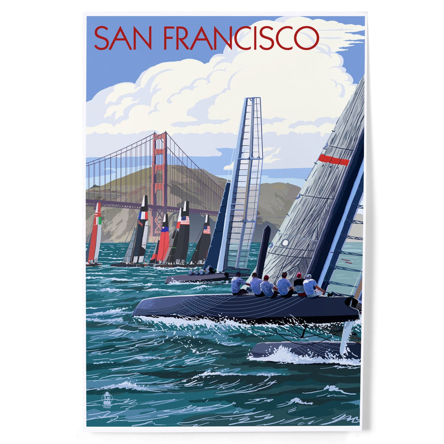 San Francisco, California, Sailboat Race, Art & Giclee Prints Art Lantern Press 