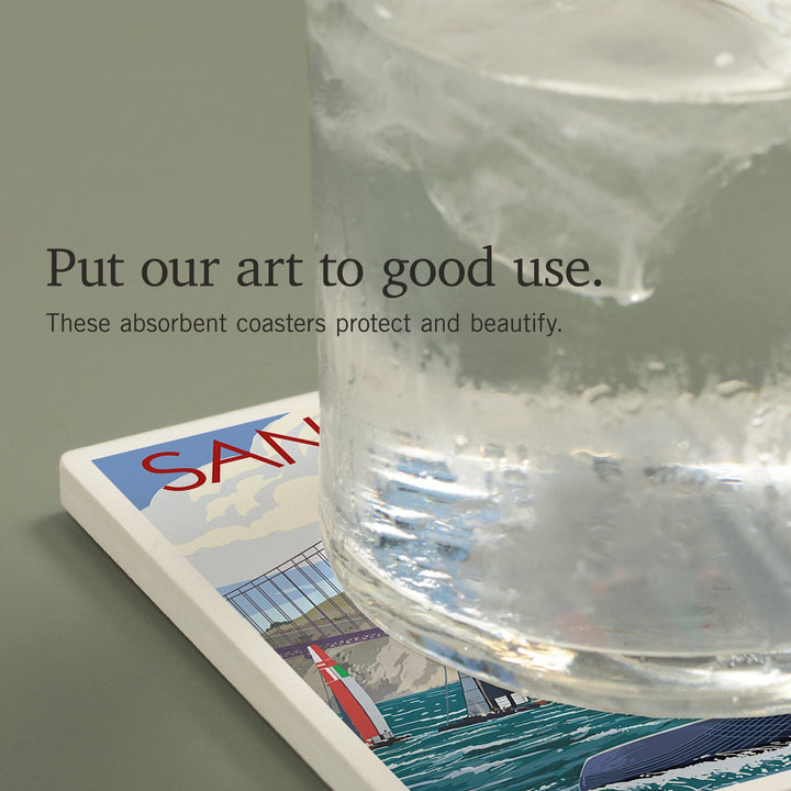 San Francisco, California, Sailboat Race, Coasters Coasters Lantern Press 