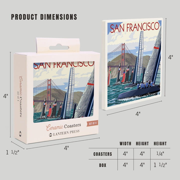 San Francisco, California, Sailboat Race, Coasters Coasters Lantern Press 
