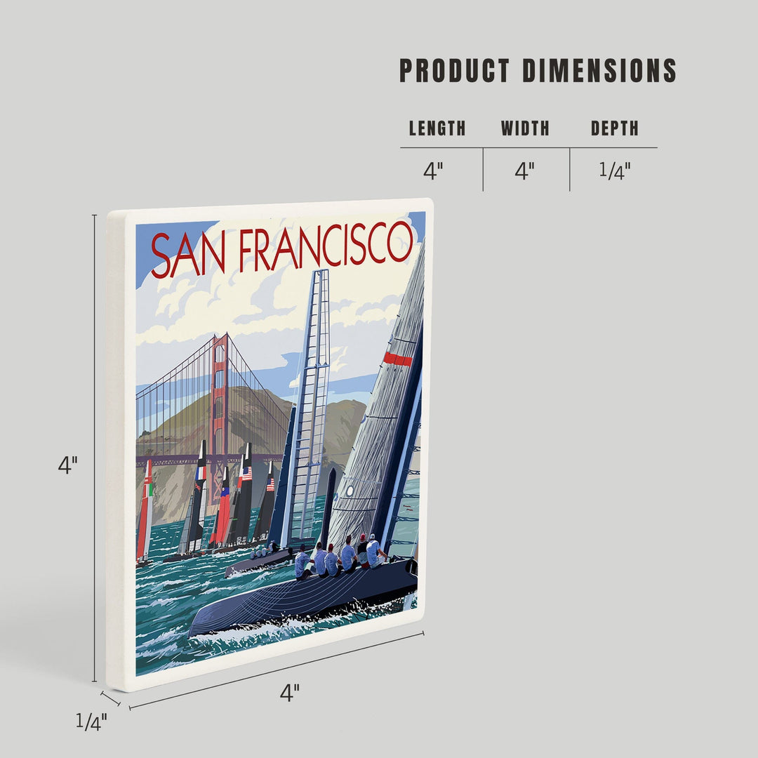 San Francisco, California, Sailboat Race, Coasters Coasters Lantern Press 