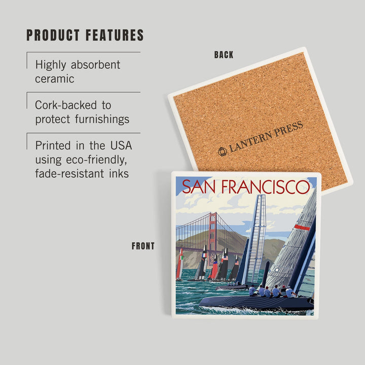 San Francisco, California, Sailboat Race, Coasters Coasters Lantern Press 