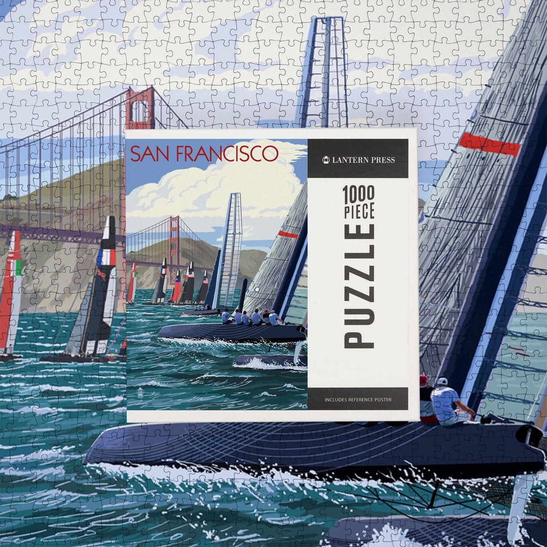 San Francisco, California, Sailboat Race, Jigsaw Puzzle Puzzle Lantern Press 