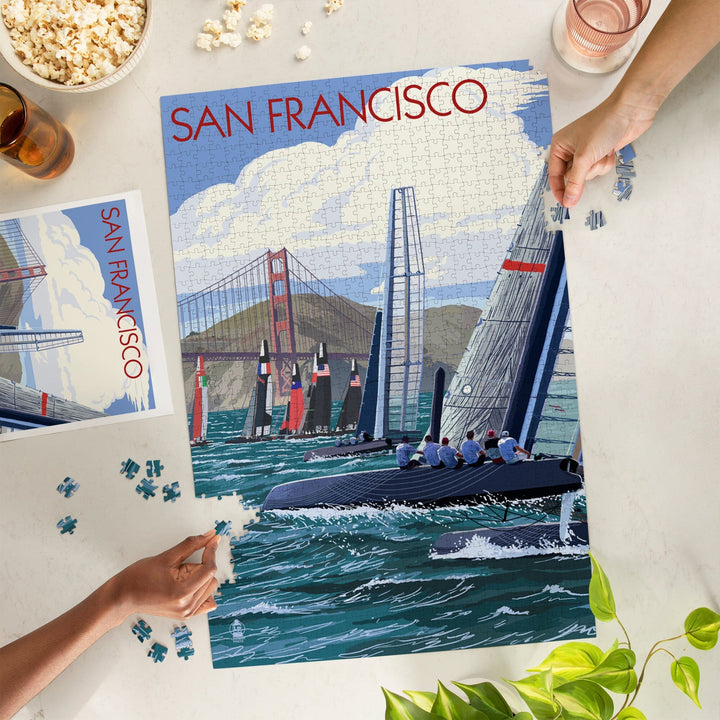 San Francisco, California, Sailboat Race, Jigsaw Puzzle Puzzle Lantern Press 