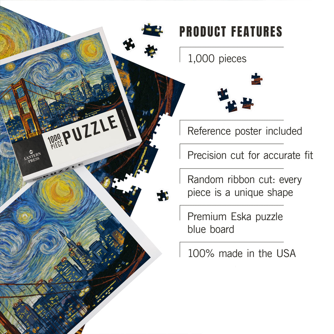 San Francisco, California, Starry Night City Series, Jigsaw Puzzle Puzzle Lantern Press 