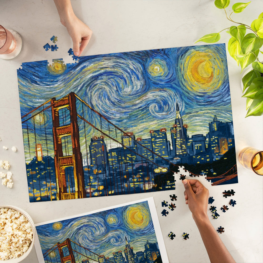 San Francisco, California, Starry Night City Series, Jigsaw Puzzle Puzzle Lantern Press 