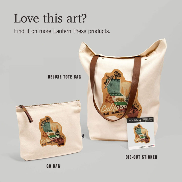 San Francisco, California, State Photomontage, State Series,, Organic Cotton Zipper Pouch, Go Bag Go Bag Lantern Press 