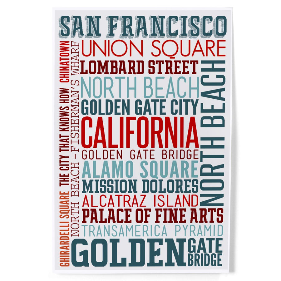 San Francisco, California, Typography, Art & Giclee Prints Art Lantern Press 