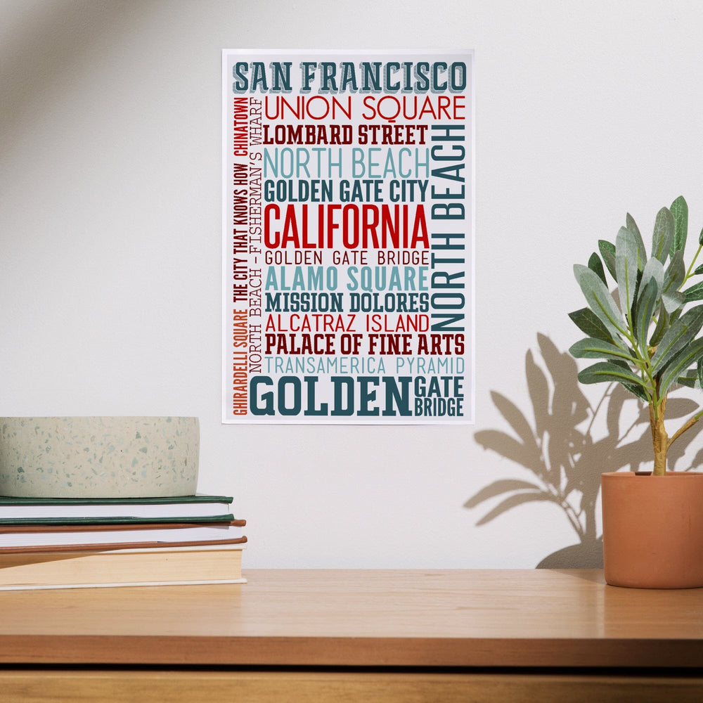 San Francisco, California, Typography, Art & Giclee Prints Art Lantern Press 