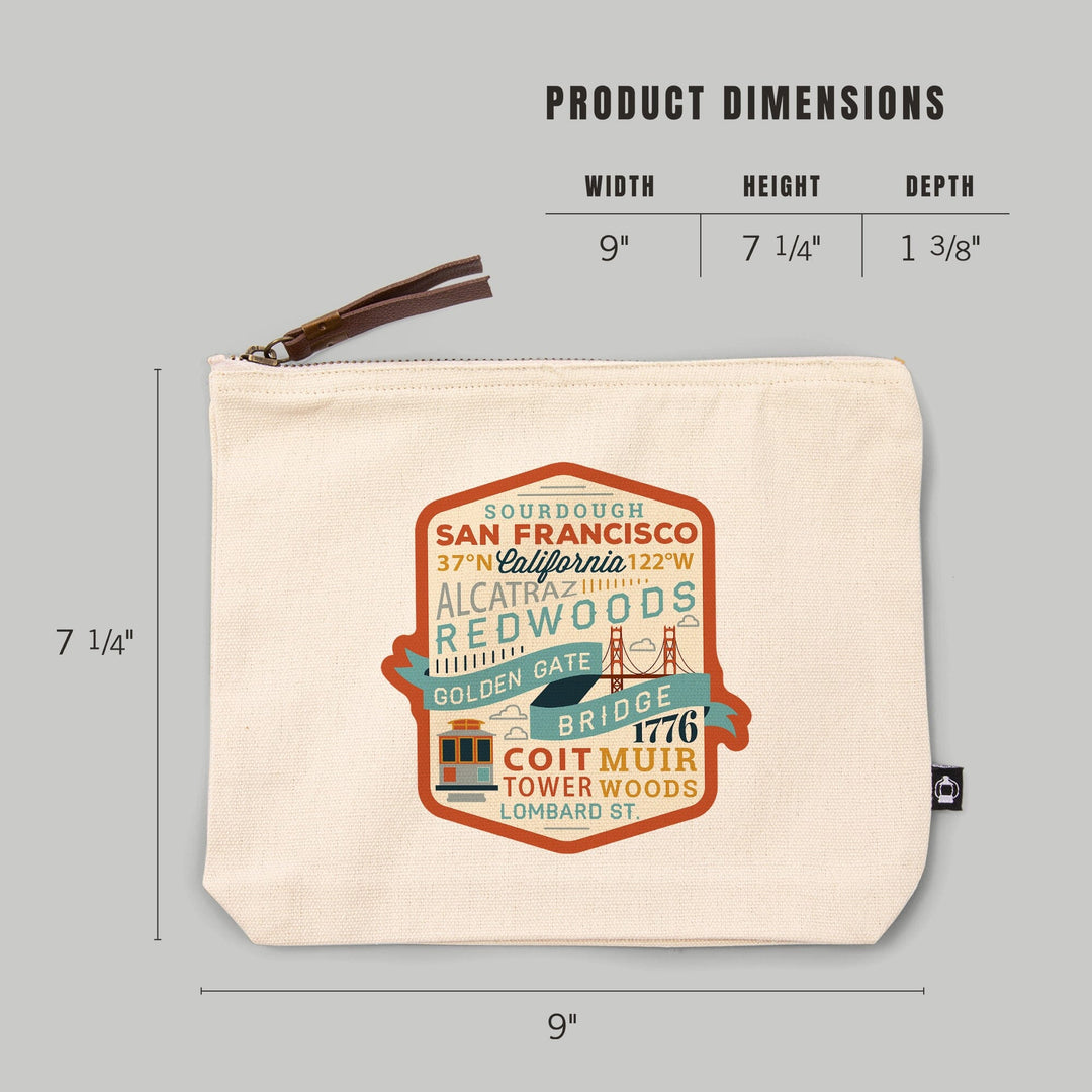 San Francisco, California, Typography Stacked, Organic Cotton Zipper Pouch, Go Bag Go Bag Lantern Press 