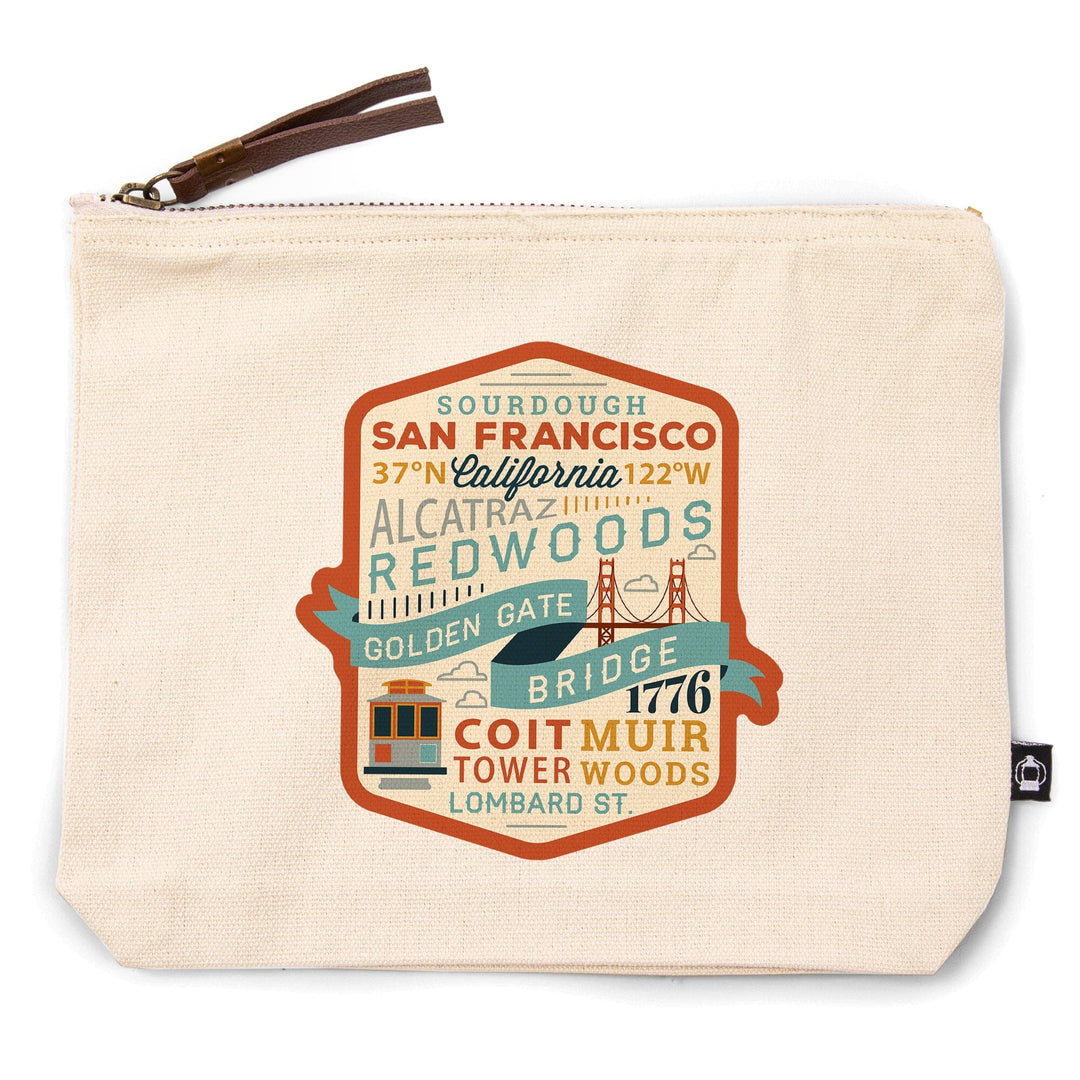San Francisco, California, Typography Stacked, Organic Cotton Zipper Pouch, Go Bag Go Bag Lantern Press 
