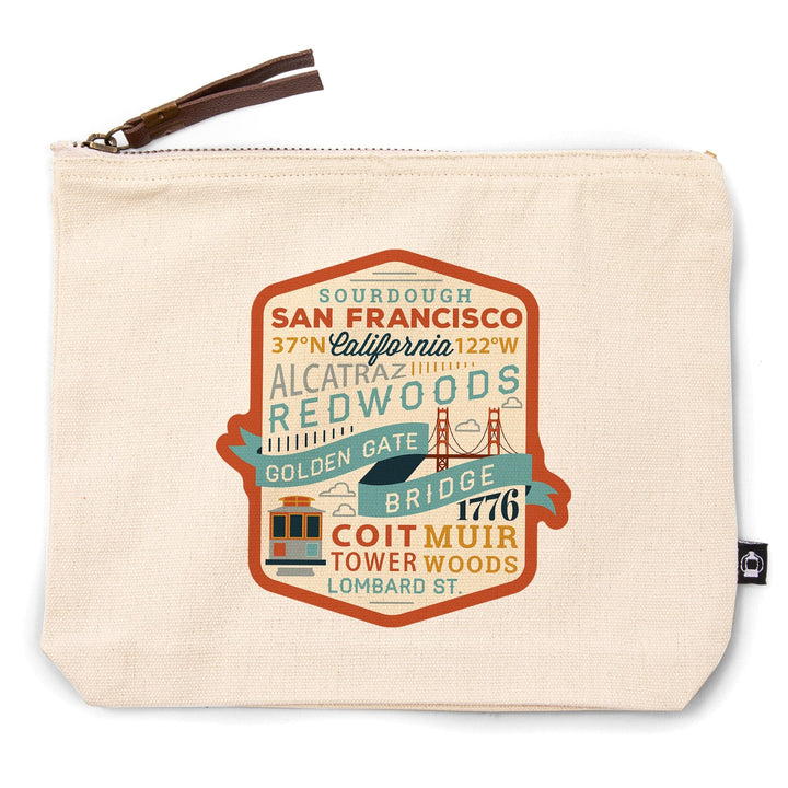 San Francisco, California, Typography Stacked, Organic Cotton Zipper Pouch, Go Bag Go Bag Lantern Press 