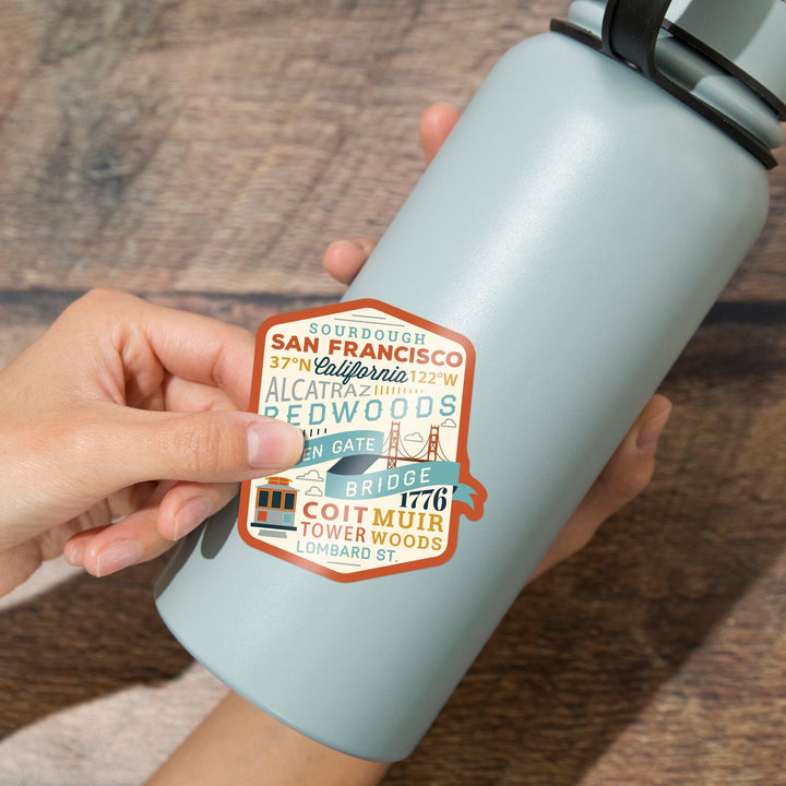 San Francisco, California, Typography Stacked, Vinyl Sticker Sticker Lantern Press 