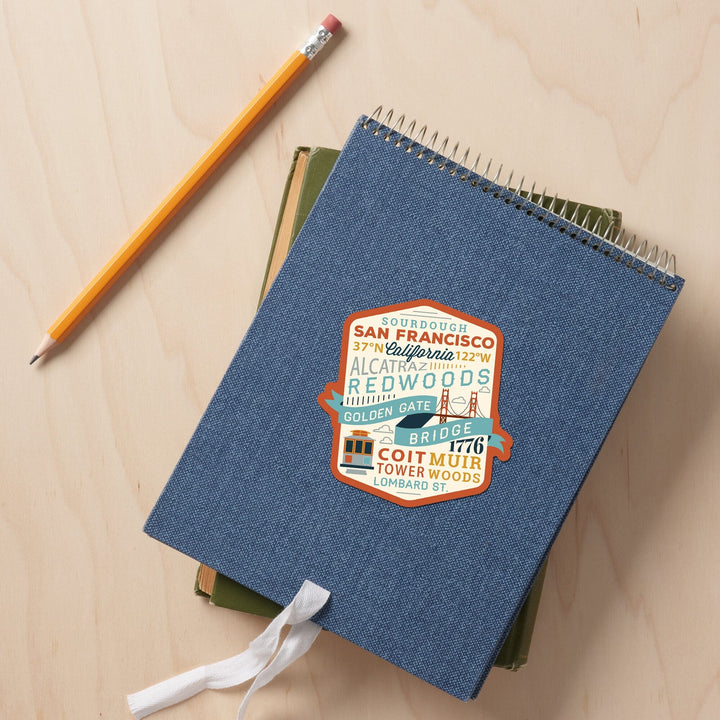 San Francisco, California, Typography Stacked, Vinyl Sticker Sticker Lantern Press 