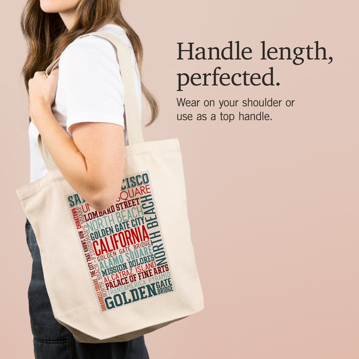 San Francisco, California, Typography, Tote Bag Totes Lantern Press 