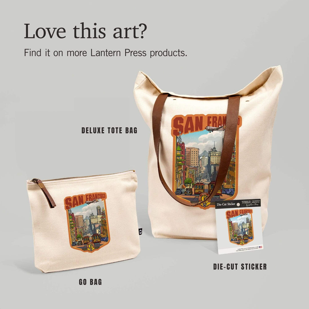 San Francisco, California, Vintage Travel Poster Style, Contour, Vinyl Sticker Sticker Lantern Press 