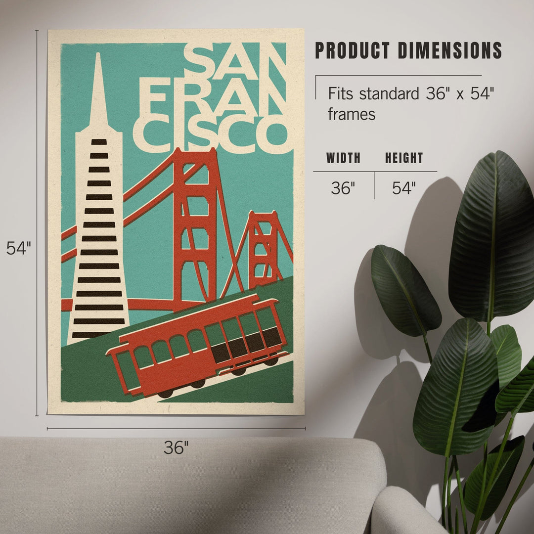 San Francisco, California, Woodblock, Art & Giclee Prints Art Lantern Press 