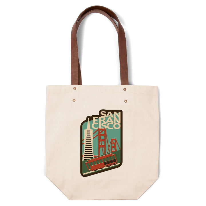 San Francisco, California, Woodblock, Contour, Lantern Press Artwork, Accessory Go Bag Totes Lantern Press 