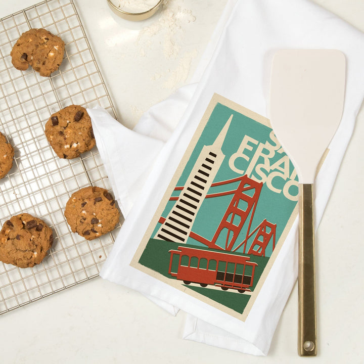 San Francisco, California, Woodblock, Jigsaw Puzzle Kitchen Lantern Press 