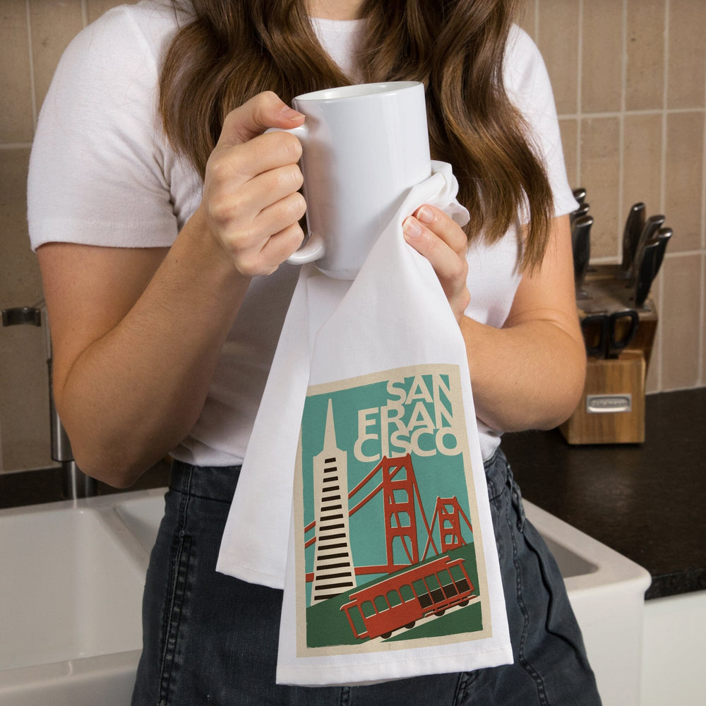 San Francisco, California, Woodblock, Jigsaw Puzzle Kitchen Lantern Press 