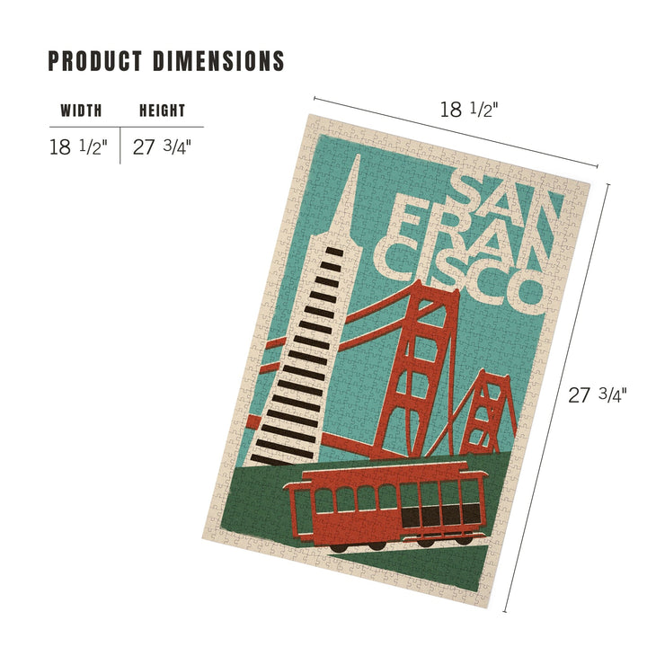 San Francisco, California, Woodblock, Jigsaw Puzzle Puzzle Lantern Press 